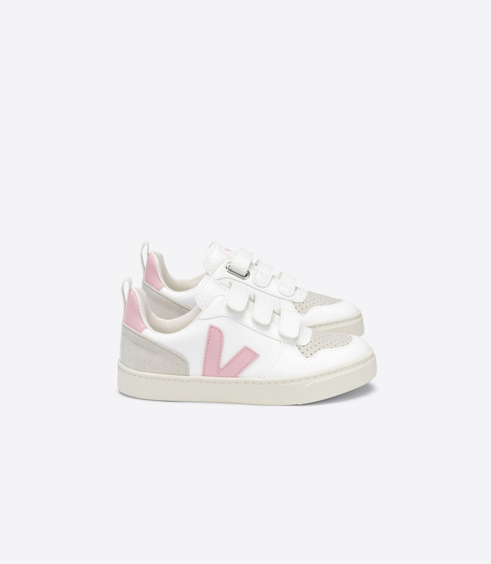 Veja Sneakers Kids - V-10 Velcro Cwl - White/Pink - 5942UKZFS